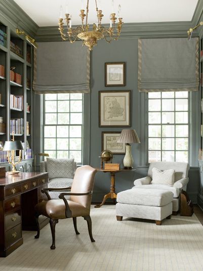 Chairs in front of windows Gray Study, Home Libraries, Home Office Space, Home Library, Home Office Design, Home Fashion, Chair Design, Home Interior, Office Design