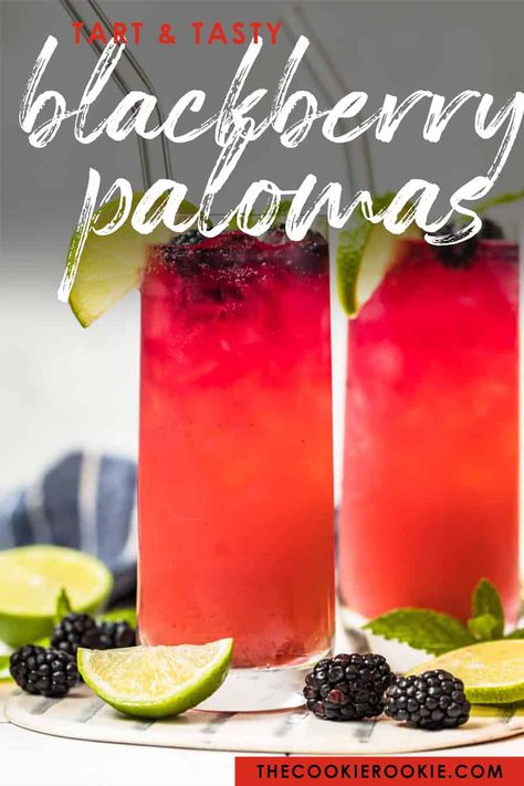 Flavored Paloma Cocktail, Blackberry Tequila Cocktail, Blackberry Paloma, Chinese Night, Tequila Drinks Recipes, Blackberry Drinks, Mexican Tequila, Paloma Recipe, Mexican Cocktails