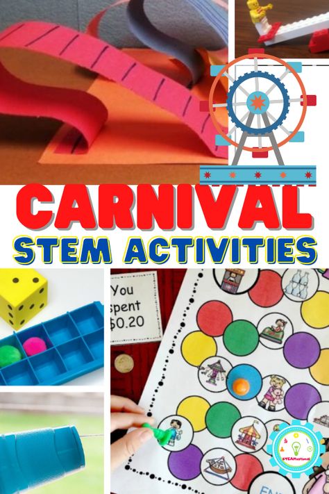 Carnival Theme Kindergarten Activities, Circus Activities For Elementary, Carnival Theme Speech Therapy, Carnival School Activities, Carnival Week Activities, Carnival Camp Activities, Science Carnival Games, Stem Carnival Activities, Carnival Theme Math Activities