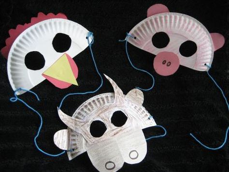 Farm Animal Masks made from paper plates. Very functional for whipping up a quick disguise.  #animalmasks #farmanimals Farm Animal Masks, Paper Plate Masks, Paper Plate Animals, Farm Theme Preschool, Storytime Crafts, Farm Animal Crafts, Valentine Paper, Farm Unit, Farm Animals Theme