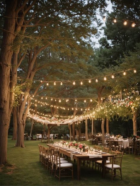 39 Enchanting Backyard Wedding Ideas for Your Perfect Day - Peak Patio Life Outdoor Earthy Wedding, Wedding Venues Backyard, Forest Backyard Wedding, Elopement Ideas Backyard, Small Cabin Wedding Ideas, Bistro Lights Backyard Wedding, Backyard Wedding Renewal Ideas, Rustic Backyard Reception, Outside Small Wedding Ideas