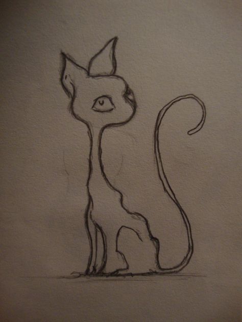 Copy of Tim Burton's Cat 2010 Tim Burton Cat Drawing, Tim Burton Type Drawings, Drawing Ideas Tim Burton, Tim Burton Style Sketches, Tim Burton Art Style Drawings Easy, Drawing Tim Burton Style, Tim Burton Eyes Drawing, How To Draw Tim Burton Style, Tim Burton Aesthetic Drawing