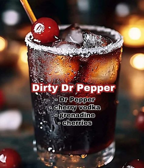 Dirty Dr Pepper, Ree Drummond Recipes, Cherry Vodka, Cocktail Drinks Alcoholic, Cocktail Shots, Mixed Drinks Alcohol, Yummy Alcoholic Drinks, Refreshing Cocktail, Liquor Drinks