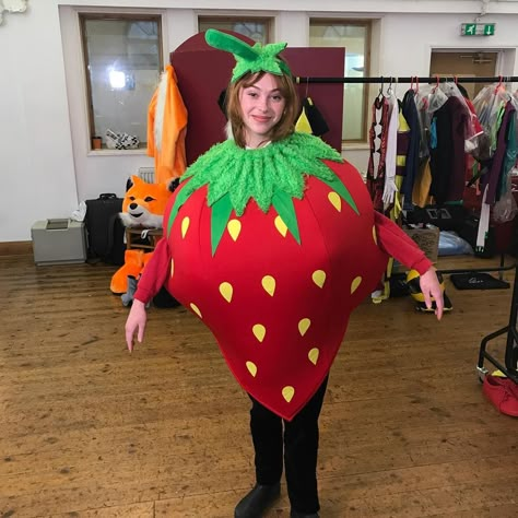 Strawberry Fancy Dress, Vegetable Costumes, Fancy Dress Costumes Kids, Strawberry Costume, Apple Costume, Fruit Costumes, Fancy Dress Competition, Giant Strawberry, Paper Fruit