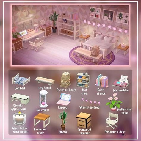 Animal Crossing Office Ideas, Animal Crossing Room Decor, Chambre Animal Crossing New Horizon, Maison Animal Crossing New Horizon, Cute Animal Crossing Island Ideas, Animal Crossing Room Ideas, Animal Crossing Island Ideas, Animal Crossing Switch, Pink House Interior