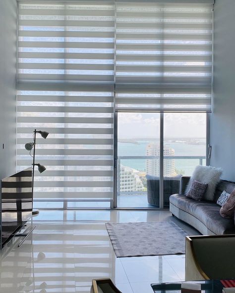 White Zebra 5 with a beautiful view. ... Zebra Blinds Living Rooms, White Bedroom Walls, Zebra Curtains, White Wall Bedroom, Zebra Blinds, Bedroom Walls, Big Windows, White Zebra, Beautiful View