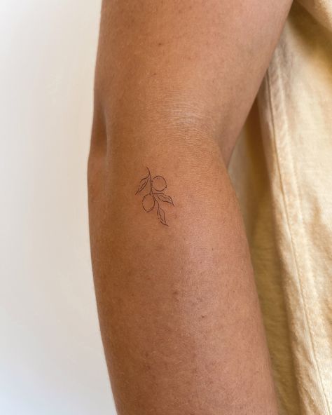 Fine Line Tiny Flower Tattoo, Lemon Small Tattoo, Tiny Ribcage Tattoo, Fineline Tiny Tattoo, Micro Tattoo Placement Ideas, Citrus Branch Tattoo, Small Farm Tattoo, Small Minimalist Tattoo Meaning, Fineline Ankle Tattoo