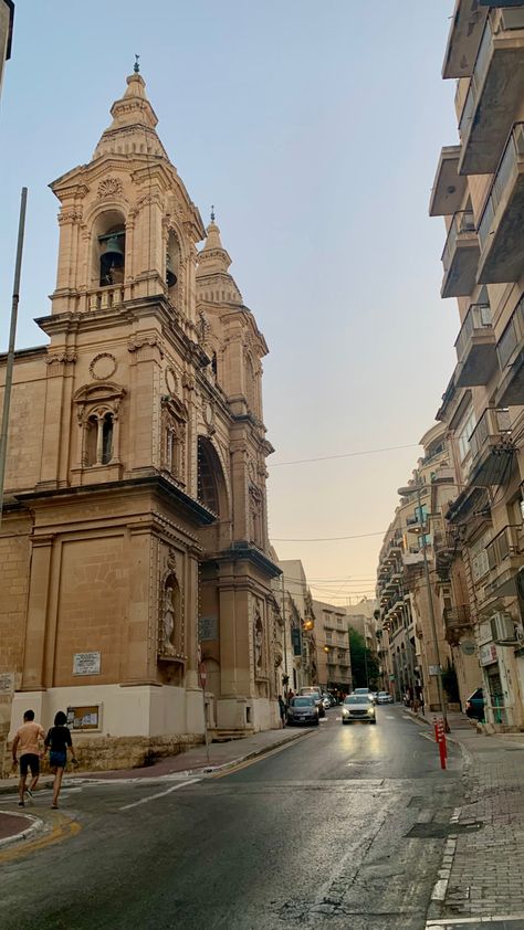 a church, a street, Sliema, Malta Malta Girls, Malta Sliema, Malta Holiday, Sliema Malta, Board Inspiration, Vision Board Inspiration, Travel Bug, Travel Bugs, Future Life