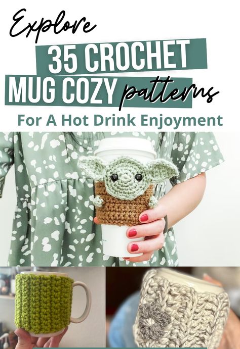 Mug Warmers: Crochet Patterns for Stylish and Cozy Cups Mug Cozy Pattern, Crochet Mug, Crochet Mug Cozy, Drink Cozies, Cozy Crochet Patterns, Crochet Cozy, Cozy Crochet, Mug Cozy, Mug Warmer