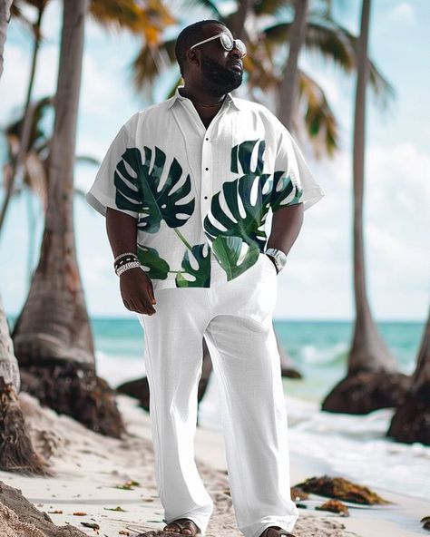 High quality product exactly as shown on image. Black is not painted patterns are sewn onto kardigan. Tropical Chic Men Outfit, Trendy Male Outfits Summer, Beach Wear For Men Outfits, Male Hawaiian Outfit, Unique Shirt Designs For Men, Beach Club Outfit Men, Caribbean Outfits Men, Men’s Clothing Beach, Beach Party Outfit Men