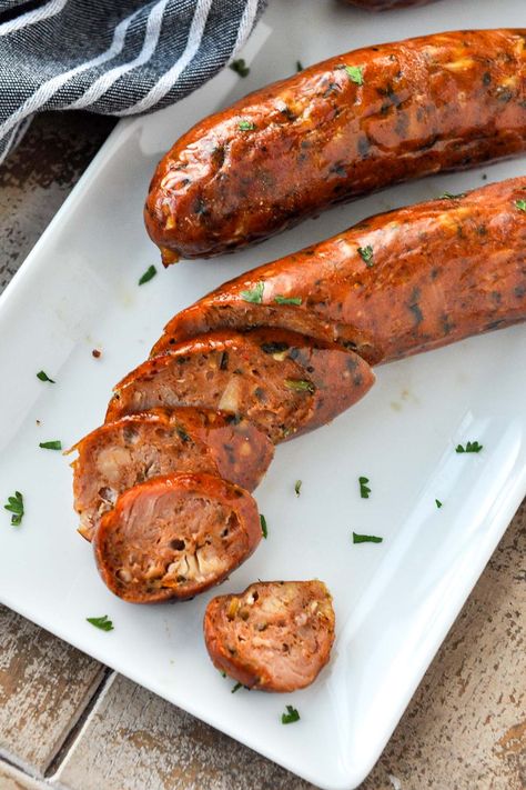 Chicken Sausage In Air Fryer, Chicken Apple Sausage Recipes, Air Fryer Chicken Sausage, Sausage In Air Fryer, Recipes In Air Fryer, Air Fryer Dinner, Turkey Sausage Recipes, Ninja Grill, Chicken Sausage Recipes