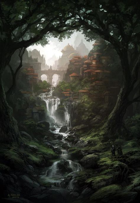 Peaceful kingdom - Concept Art by Andreas Rocha  <3 <3 Creature Fantasy, Fantasy City, Fantasy Setting, Fantasy Places, Matte Painting, Fantasy Concept Art, Arte Fantasy, Environment Design, 판타지 아트