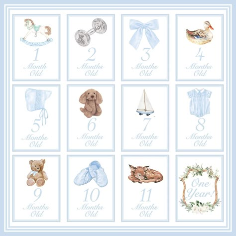 The newest set of baby boy milestone cards is available now! These will make a great baby shower gift, or addition to your baby registry! 🍼 Preppy Nursery Boy, Sq Photo, Baby Boy Watercolor, Preppy Baby Boy, Cards With Watercolor, Birth Announcement Gifts, Preppy Baby, Boy Baby Shower Gift, Baby Milestone Photos