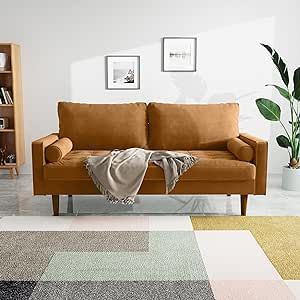 Apartment Lounge, Mid Century Modern Couch, Velvet Loveseat, Square Arm Sofa, Modern Loveseat, Sofa Loveseat, Comfy Couch, Eucalyptus Wood, Cozy Ambiance