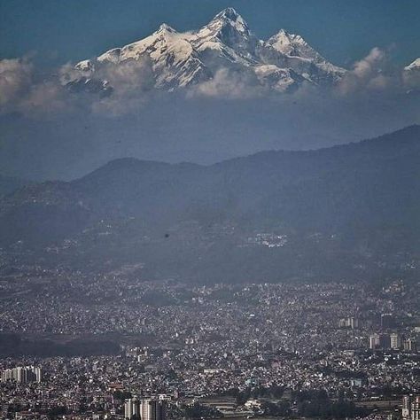 Kathmandu valley and Mt. Manaslu Everest Base Camp Trek, Mountain Landscapes, Kathmandu Valley, Nepal Travel, Charcoal Art, Cartoon Profile, Wood Painting, Base Camp, Cartoon Profile Pics