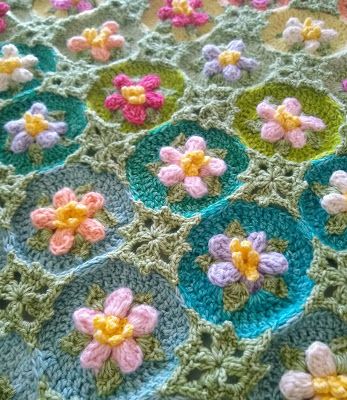 Macaroon Blossom Afghan | Crochet Pattern | Progress Macaroon Blossom Crochet, Macaroon Blossom Afghan, Flower Temperature Blanket, Crochet Flowers Blanket, Afghan Crochet Pattern, Crocheted Blanket, Afghan Crochet, Manta Crochet, Blanket Patterns