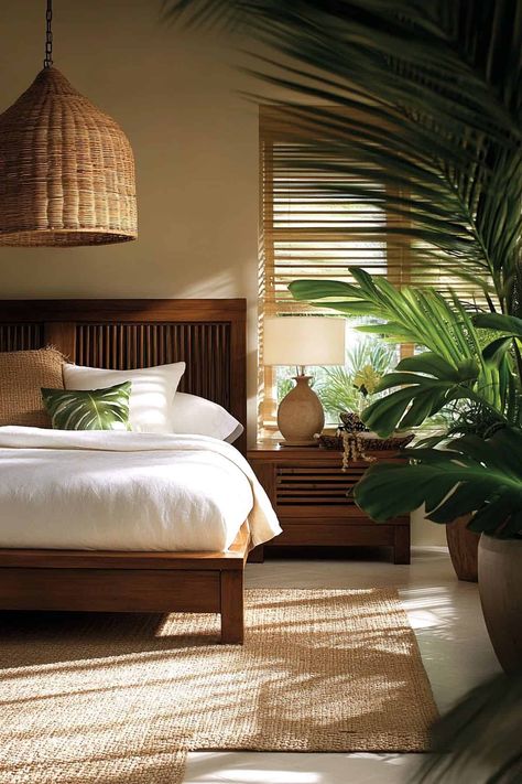 42 Bali Style Bedroom Ideas (Create the Ultimate Tropical Getaway at Home) Tulum Bedroom Design, West Indies Style Bedroom, Bali Bedroom Ideas, Bedroom Bali Style, Tropical Guest Bedroom, Bali Style Bedroom, Bedroom Ideas Tropical, Tropical British Colonial Interiors, Bali Room