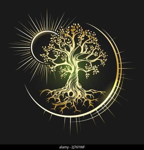 Esoteric Symbols, Tree Of Life Art, Life Logo, Golden Tree, Tree Of Life Tattoo, Celtic Tree Of Life, Witchcraft Supplies, Tree Logos, Celtic Tree