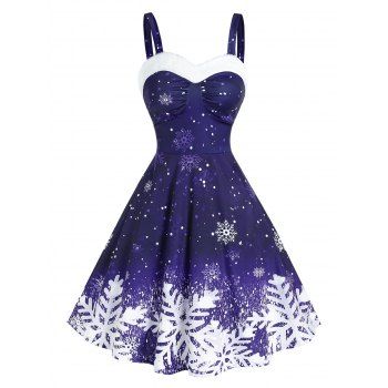 [34% OFF] 2020 Snowflake Print Ombre Color Christmas Dress In DEEP BLUE | DressLily Vintage Christmas Dresses, Off Shoulder Party Dress, Vintage Christmas Dress, Cartoon Silhouette, Christmas Dresses, Snowflake Print, Strap Dresses, Dress Woman, Autumn 2023