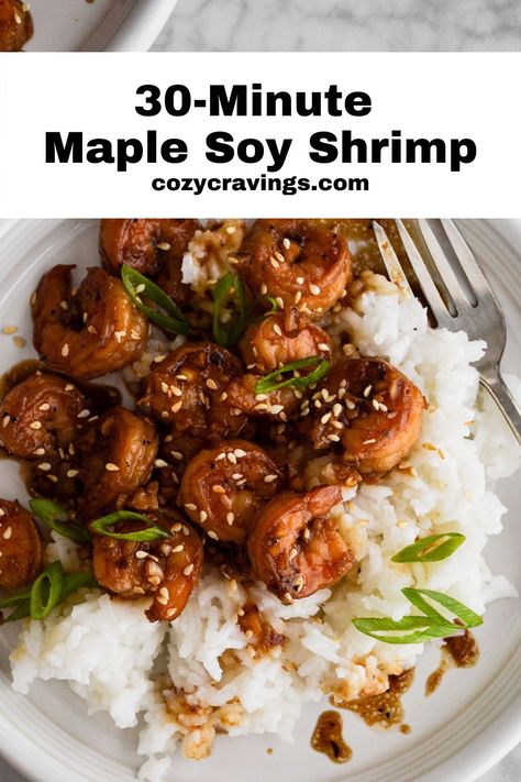 Maple Shrimp, Soy Shrimp, Soy Sauce Shrimp Recipes, Honey Garlic Shrimp And Rice, Honey Soy Shrimp, Honey Garlic Shrimp Meal Prep, Shrimp With Honey And Soy Sauce, Recipes With Soy Sauce, Shrimp Sauce