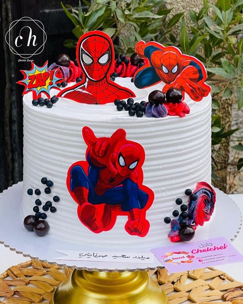 Spider Man Cake Design, Whipped Cream Cakes, Cake Decorating Frosting, Spiderman Cake, Baby Birthday Cakes, Birthday Cake Decorating, Cream Cake, Baby Birthday, Kids Cake