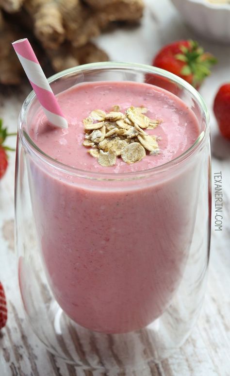 Pregnancy Smoothie Recipes, Strawberry Oatmeal Smoothie, Anti Nausea, Pregnancy Diet, Strawberry Oatmeal, Ginger Smoothie, Chips Ahoy, Raspberry Smoothie, Strawberry Banana Smoothie