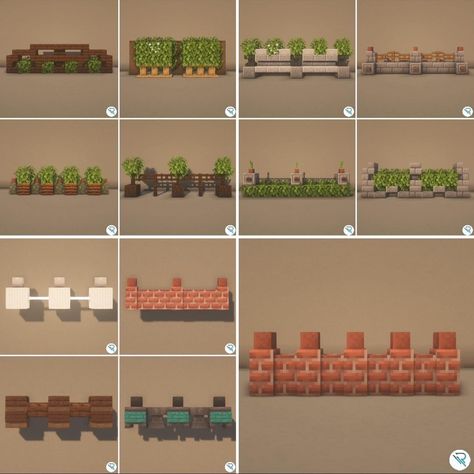 Minecraft Wall Designs, Minecraft Garden, Minecraft Wall, Minecraft Decoration, Rumah Minecraft Sederhana, Minecraft Structures, Bangunan Minecraft, Fence Designs, Minecraft Farm