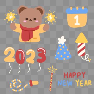 Cute Bear Clipart, New Years Drawing Ideas, Happy New Year Illustration, Bear Korean, Korean Bear, New Year's Drawings, Happy New Year Stickers, Celebration Illustration, Korean New Year