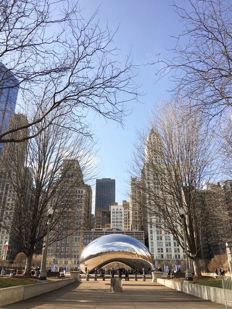 Cloud Gate Chicago, Chicago Travel Aesthetic, Chicago Vision Board, Chicago Winter Aesthetic, Downtown Chicago Aesthetic, Chicago City Aesthetic, Chicago Cloud Gate, Chicago Places To Visit, America Chicago