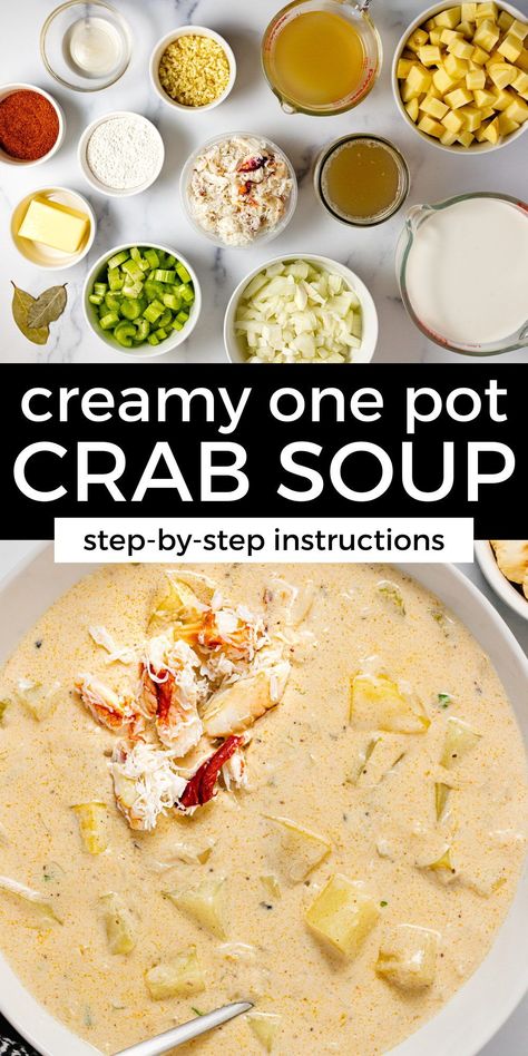 Crab Stew Recipe, Cream Of Crab Soup Recipe, Creamy Crab Soup, Crab Soup Recipes, Bisque Soup Recipes, Cold Weather Comfort Food, Crab Dishes, Creamy Crab, Crab Soup