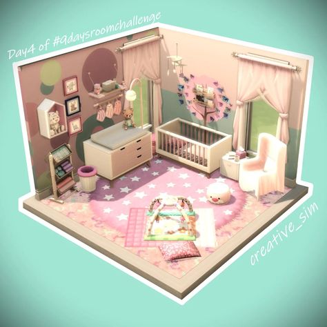 Sul sul🌼... this is the 4th Day of the awesome #9daysroomchallenge by the great @axiisims. 💝 I'd build an infant room for a little girl. Hope u like it!🌼 If you want to take a part of this varied challenge, then go for it! Swipe right to read the respective days and all the rules and pls don't forget the wonderful @axiisims to visit! 😍 Thank you for beeing a part of this! 🌺Download in my Gallery. EA ID #Juliee86 #sims #ts4 #sims4game #simsaddict #simsbuild #simstagram #sims4inspo #sim... Sims Nursery Base Game, Sims 4 Infants Room, Sims 4 Infant Room No Cc, Sims Infant Room, Sims 4 Playhouse, Sims 4 Infant Room Ideas, Infant Room Sims 4, Sims 4 Nursery Ideas No Cc, Baby Room Sims 4