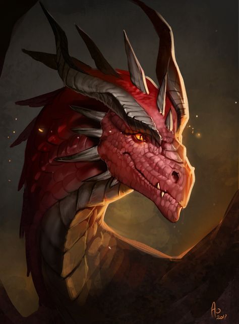 ArtStation - Red dragon portrait, Monika Andruszkiewicz Dragon Portrait, Dragon Rouge, Yin Yang Tattoos, Dragon Artwork Fantasy, Dnd Dragons, Beautiful Dragon, Dragon Pictures, Dragon Head, Dragon Artwork