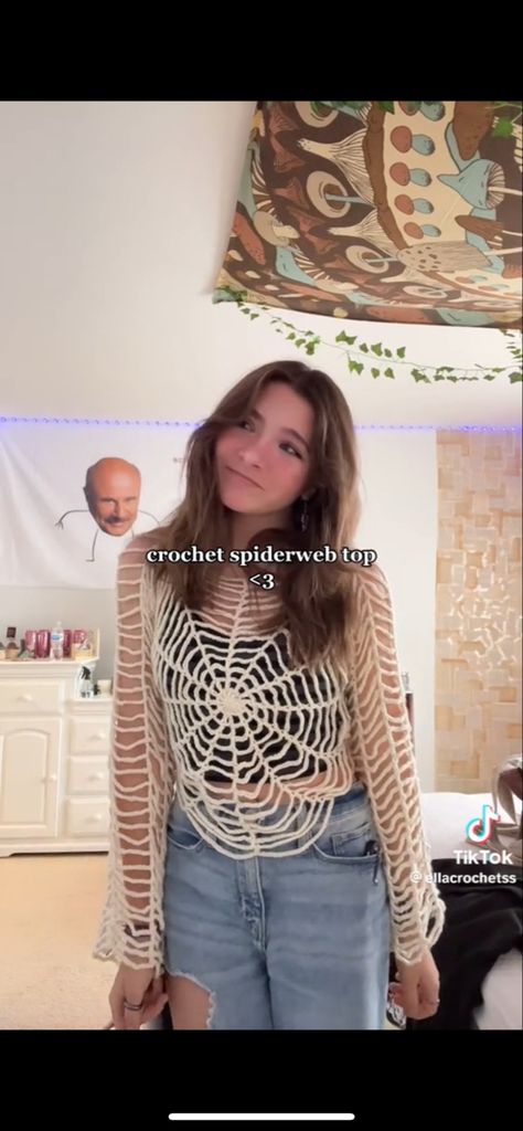 Spider Web Crochet Top, Spiderweb Top, Crochet Dreams, Spiderman Shirt, Crochet Shirt, Knit Shirt, Spider Web, Crochet Projects, Crochet Top