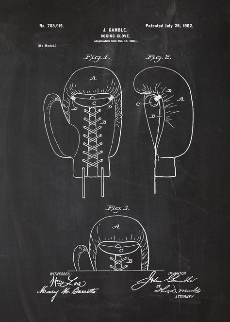 1901 Boxing Glove - Patent Drawing #blackboard #blueprint #vintage #patent #drawing #poster #boxing #punching #boxer #tyson #joshua #wilder #mayweather #ring #rocky #apollo #creed #kickboxing #muay #thai #muaythai Boxing Sketch, Boxing Illustration, Boxer Drawing, Rico Verhoeven, Athletic Graphics, Vintage Boxing Posters, Boxing Gloves Drawing, Gloves Drawing, Boxing Gloves Art