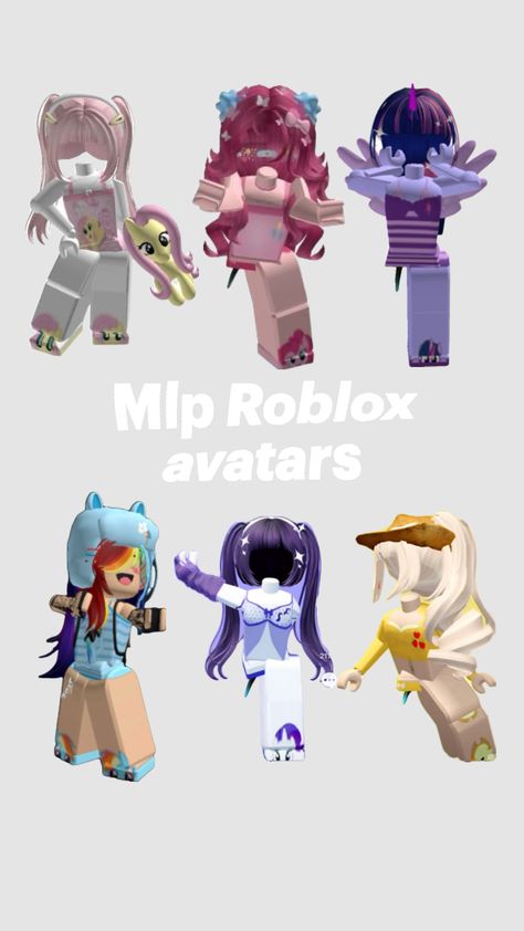 #mlp#roblox#avatars#mylittlepony#rarity#fluttershy#twilight#Pinkiepie#Applejack#rainbowdash Matching Kids Outfits, Roblox Avatar Ideas, Rarity Pony, Bff Matching Outfits, Twilight Outfits, Lyna Youtube, Bff Matching, Cute Eyes Drawing, Roblox T Shirts