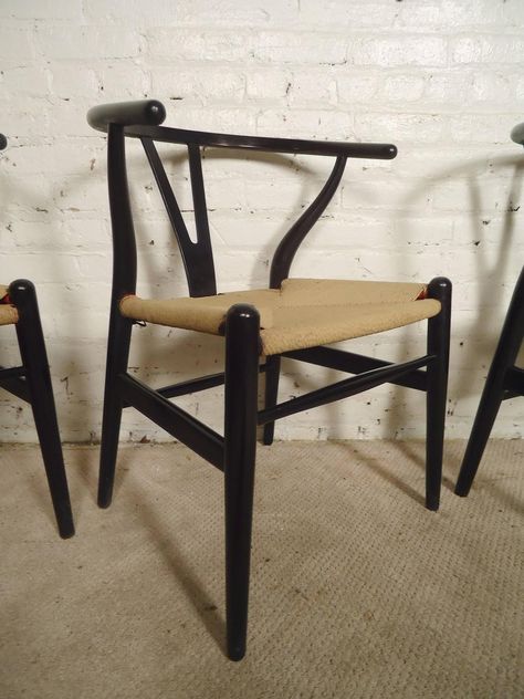 Set of Four Wegner Wishbone Chairs | From a unique collection of antique and modern chairs at https://www.1stdibs.com/furniture/seating/chairs/ Wegner Wishbone Chair, Hans Wegner, Black Paper, Wishbone Chair, Modern Chairs, Mid-century Modern, Mid Century, Furniture, Home Decor