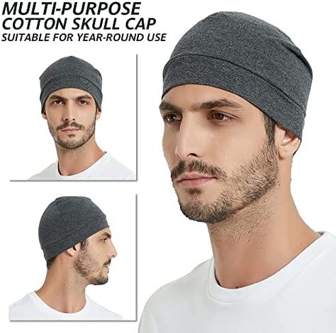 Headshion Skull Caps for Men Women, 2-Pack Multifunctional Headwear Bike Hard Hat Helmet Liner Cotton Beanie Sleep Caps at Amazon Men’s Clothing store Sleep Hat, Helmet Liner, Caps For Men, Cotton Beanie, Bald Men, Winter Cap, Mens Health, Skull Cap, Summer Cotton