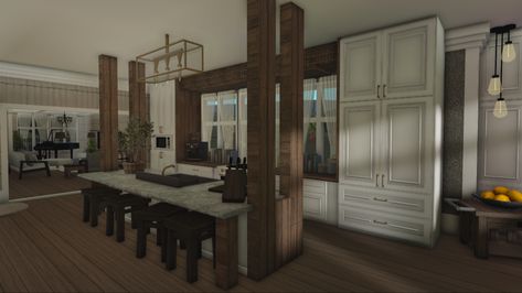 Club Roblox Kitchen, Realistic Bloxburg Kitchen, Roblox Kitchen, Bloxburg Realistic Kitchen, Bloxburg House Realistic, Bloxburg Realistic, Realistic Kitchen, Realistic House, Bloxburg Rooms