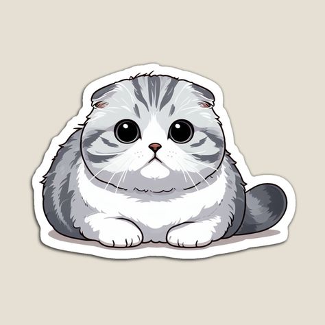 Scottish Fold Cat Tattoo, Scottish Fold Cat Drawing, Beads Craft Kids, Scottish Fold Cat, Fold Cat, Kitten Stickers, Cat Meow, Craft Kids, Short Hair Cats