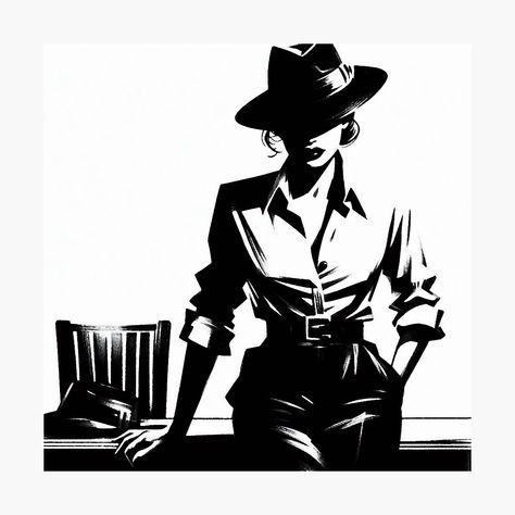 Get my art printed on awesome products. Support me at Redbubble #RBandME: https://www.redbubble.com/i/photographic-print/Noir-Crime-Black-and-White-Woman-by-RESToRAPTOR/157688041.6Q0TX?asc=u Female Spy Art, Noir Aesthetic Women, Noir Comic Art, Black And White Comic Art, Noir Illustration, Noir Aesthetic, Noir Detective, Retro Black And White, Adidas Art