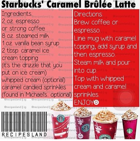 Starbucks Caramel Brûlée Latte Starbucks Caramel Brulee Latte, Starbucks Caramel Brulee, Caramel Brûlée, Caramel Brulee, Caramel Brulee Latte, Yummy Dessert Recipes, Starbucks Caramel, Coffee Drink Recipes, Yummy Dessert