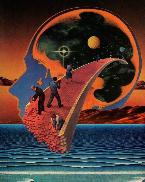 Futurism Art, 70s Sci Fi Art, Psy Art, Arte Inspo, Retro Futuristic, Visionary Art, Trippy Art, Ethereal Art, Retro Futurism