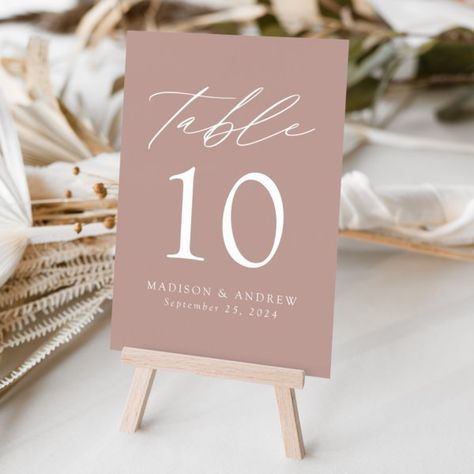 Dusty Rose Modern Elegance Wedding Table Number Modern Elegance Wedding, Taupe Wedding, Dusty Pink Weddings, Mauve Wedding, Elegance Wedding, Wedding Table Number Cards, Dusty Rose Wedding, Chic Table, Wedding Table Number