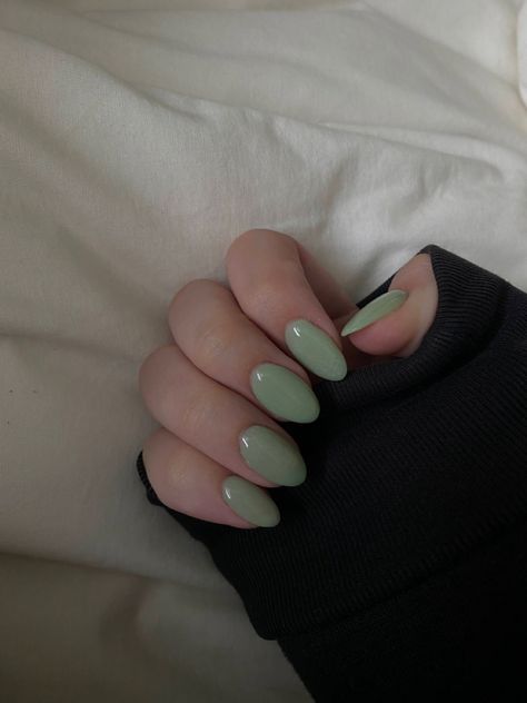 Solid Green Almond Nails, Ivory Green Nails, Tiana Green Nails, Sage Green Almond Nails, Light Green Gel Nails, Elegant Green Nails, Matcha Green Nails, Pastel Green Nails, Matcha Nails