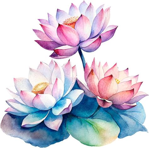 A watercolor drawing of water lilies and... | Premium Psd #Freepik #psd #lotus #waterlily #white-lotus #pink-lotus Watercolor Lotus, Clipart Flowers, Flowers Clipart, Lotus Flowers, Pastel Watercolor, Psd Template Free, Watercolor Flowers Paintings, Watercolor Drawing, Cartoon Clip Art