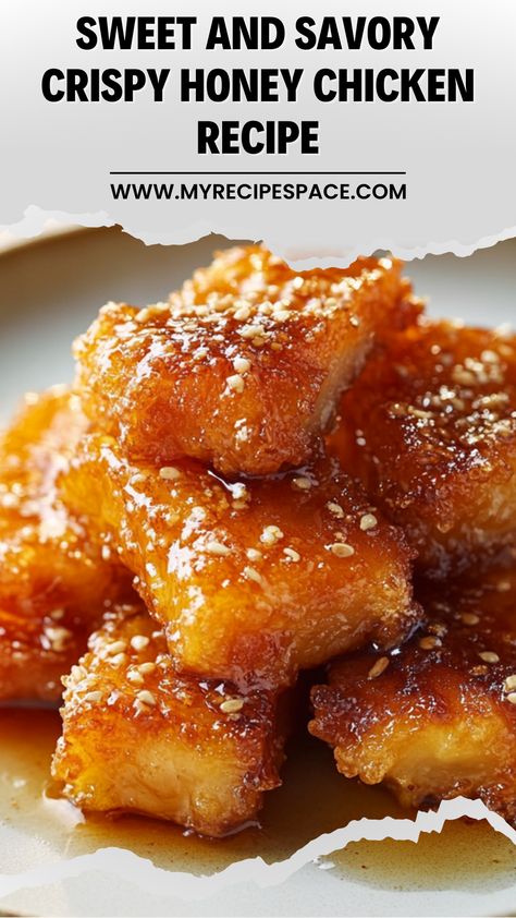 Experience the ultimate sweet and savory combination with this Crispy Honey Chicken recipe! The simple blend of honey, garlic, and paprika creates a flavorful marinade that caramelizes beautifully in the oven. Perfect for busy weeknights or special occasions, this dish is guaranteed to become a family favorite. Serve it alongside your choice of grains or veggies for a wholesome meal. Gather your loved ones and enjoy the delightful crunch and succulent flavors that make this dish a must-try! Crispy Honey Chicken Recipe, Recipes Using Honey, Savory Food Recipes, Crispy Honey Chicken, Honey Chicken Recipe, Honey Chicken, Honey Recipes, Late Night Snacks, Night Snacks