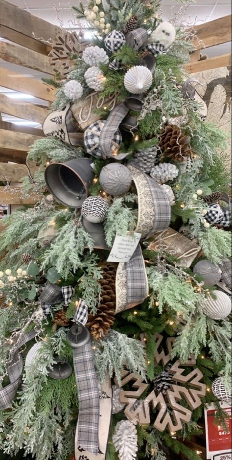 Grey Christmas Decorations, Christmas Trees 2022/2023 Trends, Sticks In Christmas Tree, Rustic Themed Christmas Trees, Xmas Tree Decorating Ideas Rustic, Kirkland Christmas Decor 2022, Trending Christmas Trees 2022, Christmas Tree 2022/2023 Trends, Raz Christmas 2022