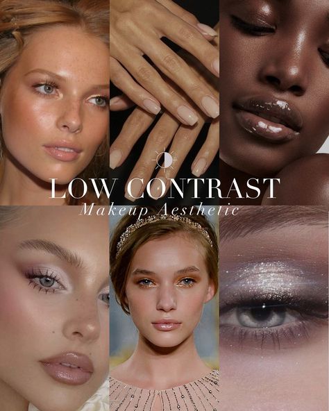 It’s time for some low contrast makeup inspiration 💄 Where are our low contrast girls, have you been experimenting with makeup advice from your makeup analysis guides? . #coloranalysis #colouranalysis #coloranalyst #makeupaesthetic #lowcontrast Soft Summer Color Palette Hair Colour, Soft Natural Makeup Tutorial, Makeup For Low Contrast Face, True Spring Makeup Palette, Soft Summer Color Palette Nails, Low Contrast Makeup Looks, Spring Tone Makeup, Light Contrast Makeup, Makeup For Cool Toned Skin