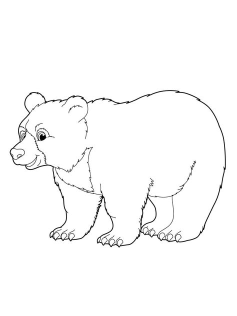 Bear Pictures Drawing, How To Draw A Bear, Black Bear Drawing, Bears Drawing, Bear Coloring Pages Free Printable, Bear Clipart Black And White, Bear Black And White, Beautiful Easy Drawings, Bear Outline