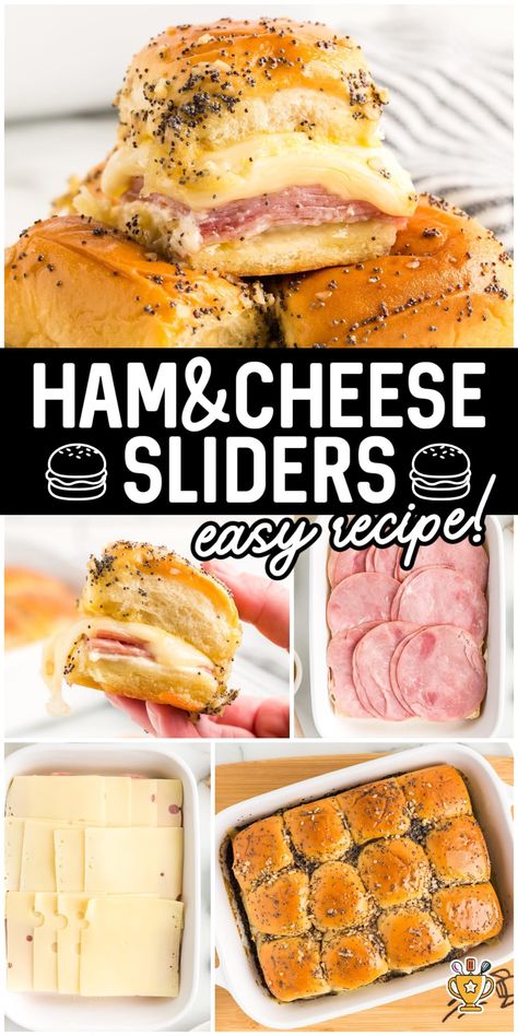 Ham Cheese Sliders Easy, Sliders Recipes Hawaiian Rolls, Gameday Food, Superbowl Recipes, Easy Slider Recipes, Ham Cheese Sliders, Ham And Cheese Sliders, Homemade Ham, Cheese Sliders